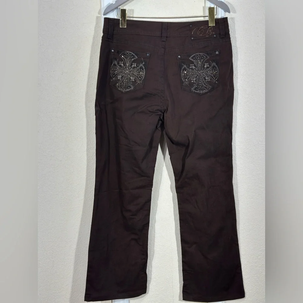 Code Bleu Annette Jeans | Size 14/31 | Brown Embellished Pockets | Stretch Fit - Picture 2 of 8